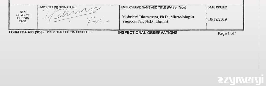 Madushini N. Dharmasena FDA Investigator 
