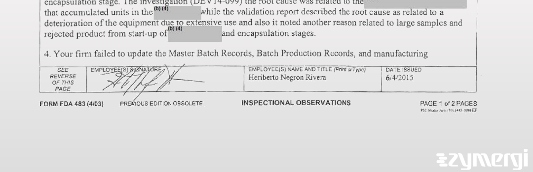 Heriberto Negron-Rivera FDA Investigator 