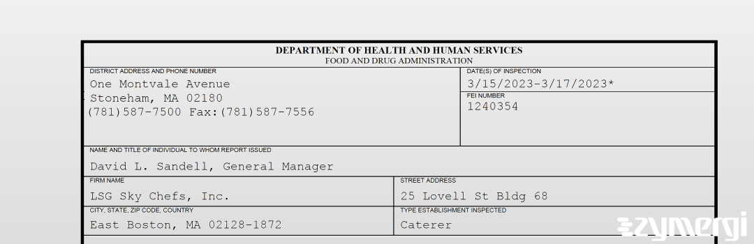 FDANews 483 LSG Sky Chefs, Inc. Mar 17 2023 top