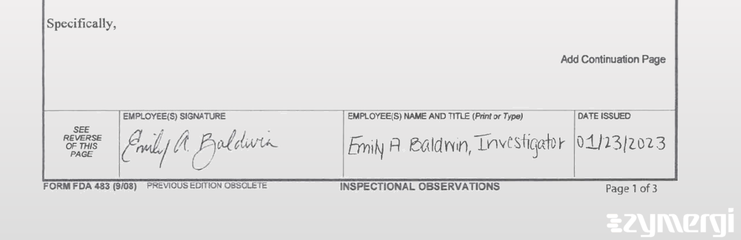 Emily A. Baldwin FDA Investigator 