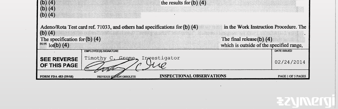 Thea C. Grome FDA Investigator Timothy C. Grome FDA Investigator