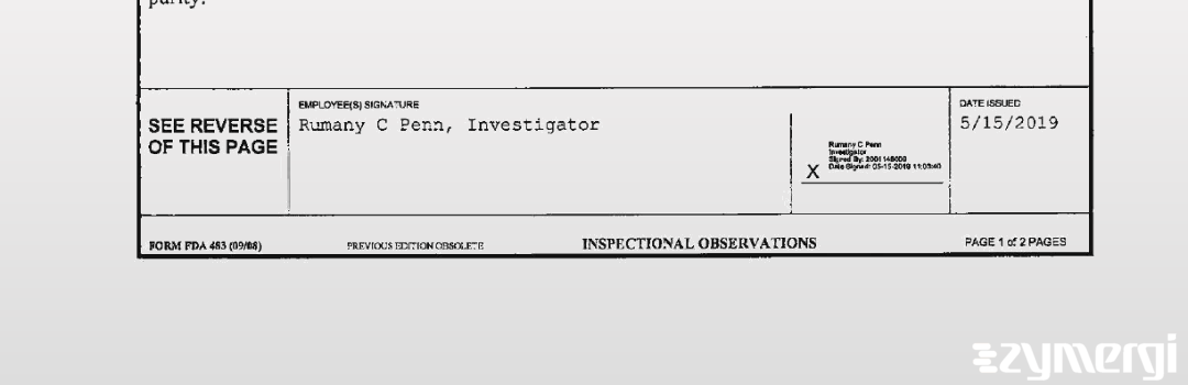 Rumany C. Penn FDA Investigator 