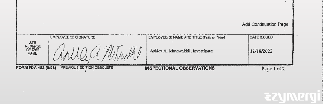 Ashley A. Mutawakkil FDA Investigator