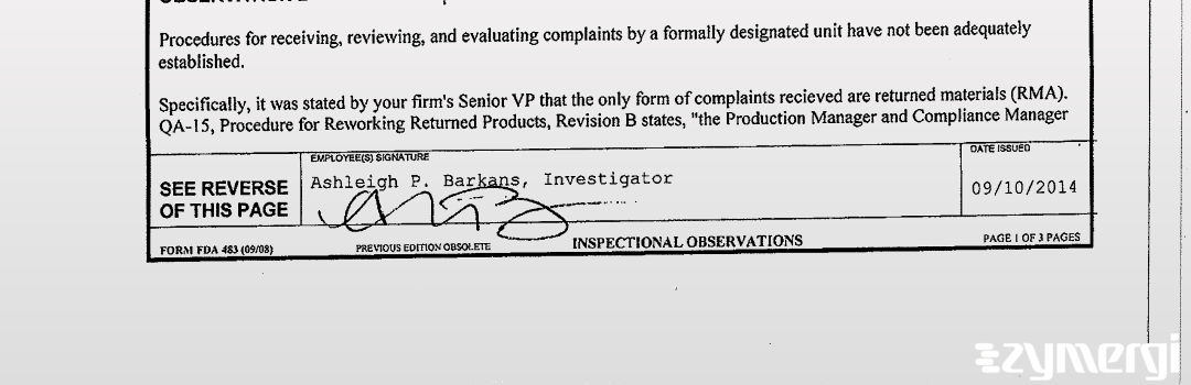 Ashleigh P. Wodushek FDA Investigator 