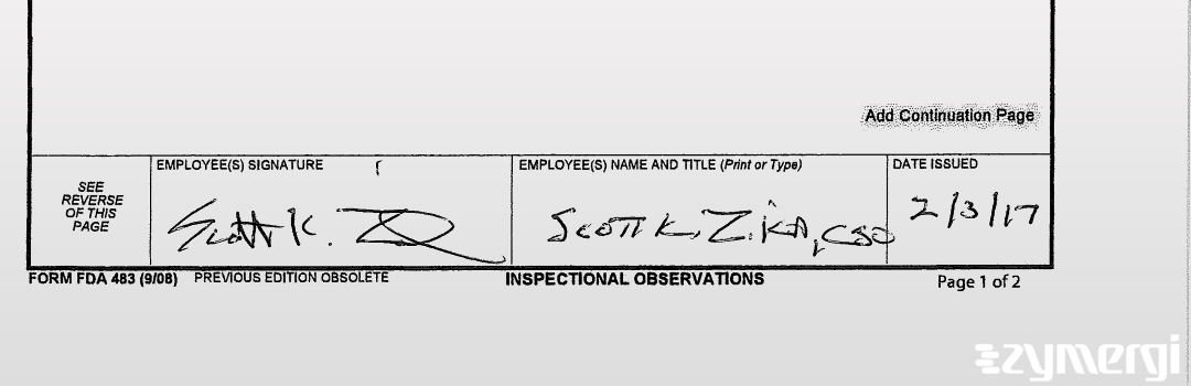 Scott K. Zika FDA Investigator