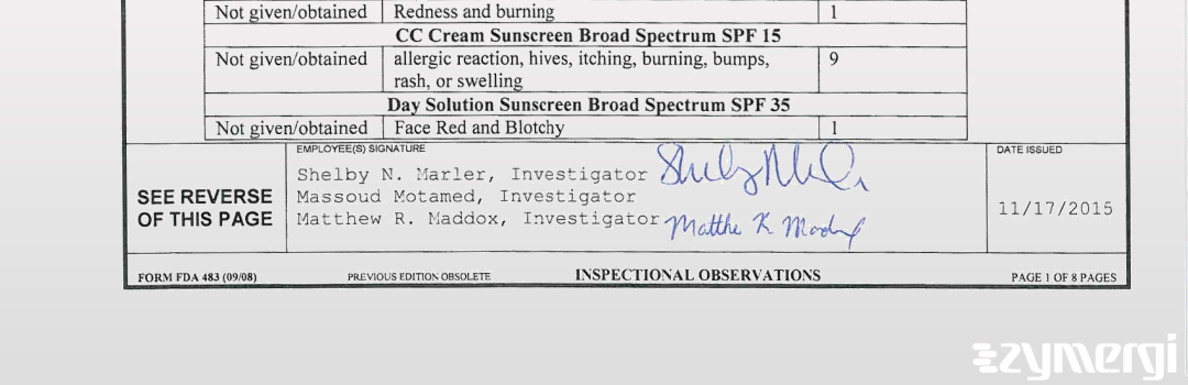 Shelby N. Marler FDA Investigator Matthew R. Maddox FDA Investigator Massoud Motamed FDA Investigator 