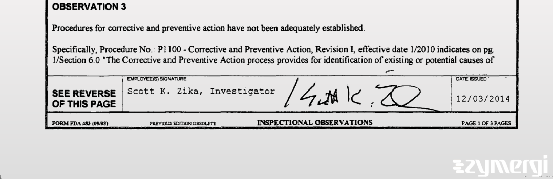 Scott K. Zika FDA Investigator 