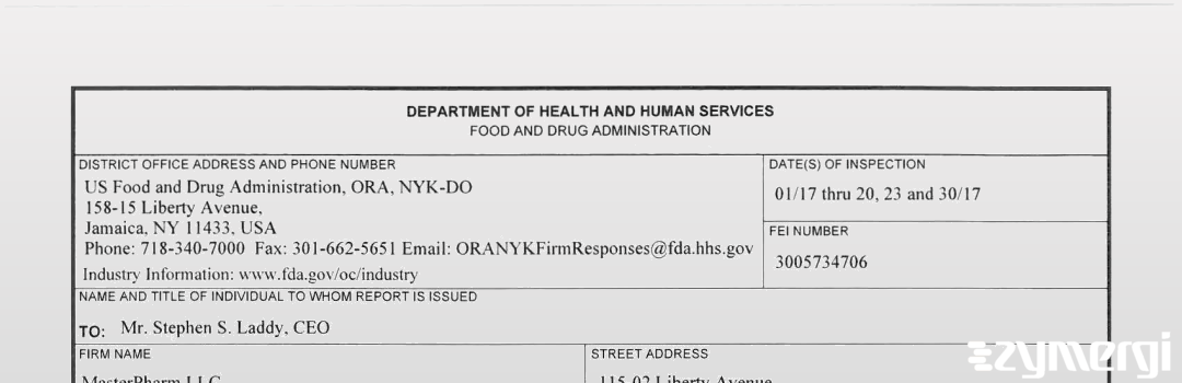 FDANews 483 MasterPharm LLC Jan 30 2017 top