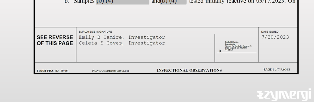 Emily B. Camire FDA Investigator Celeta S. Coves FDA Investigator 