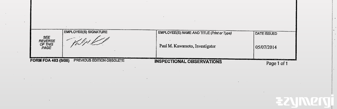 Paul M. Kawamoto FDA Investigator 
