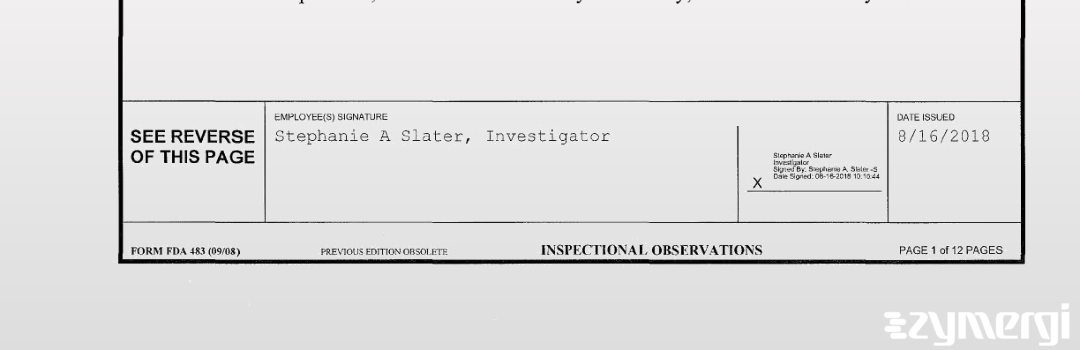 Stephanie A. Slater FDA Investigator