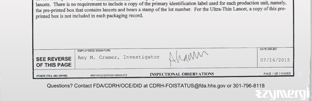 Amy M. Cramer FDA Investigator