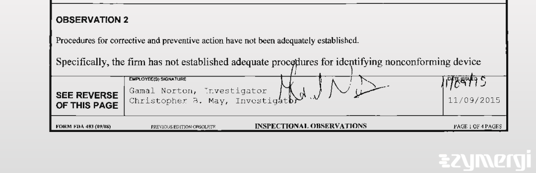 Christopher B. May FDA Investigator Gamal A. Norton FDA Investigator 