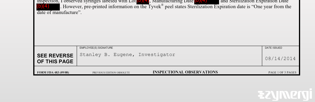 Stanley B. Eugene FDA Investigator 
