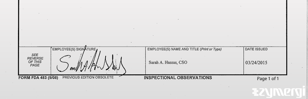 Sarah A. Hassas FDA Investigator 