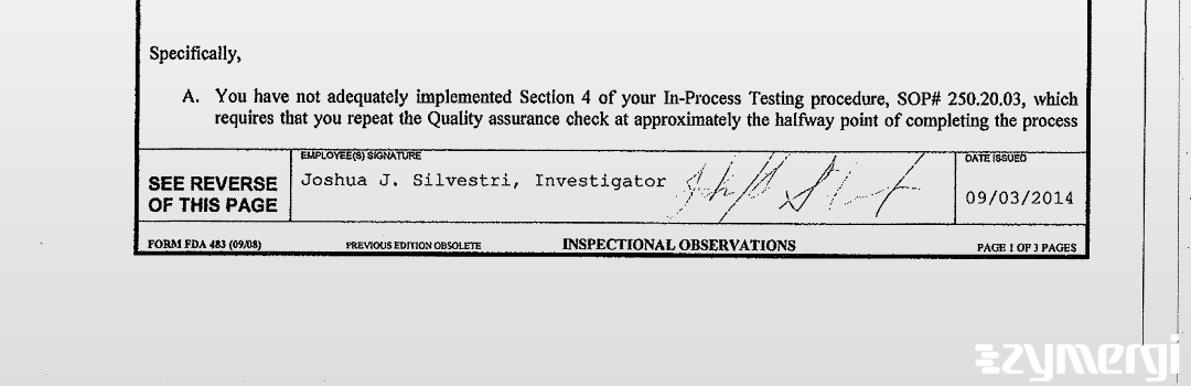 Joshua J. Silvestri FDA Investigator 