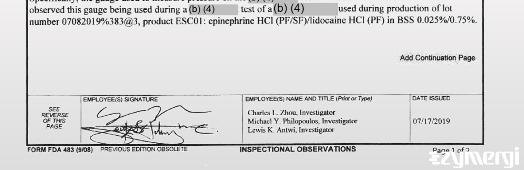Lewis K. Antwi FDA Investigator Charles L. Zhou FDA Investigator Constantin Y. Philopoulos FDA Investigator