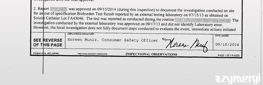 Noreen Muniz FDA Investigator 