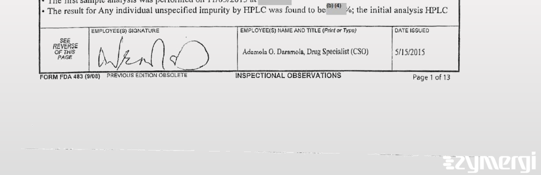 Ademola O. Daramola FDA Investigator 