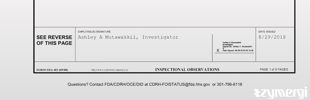 Ashley A. Mutawakkil FDA Investigator