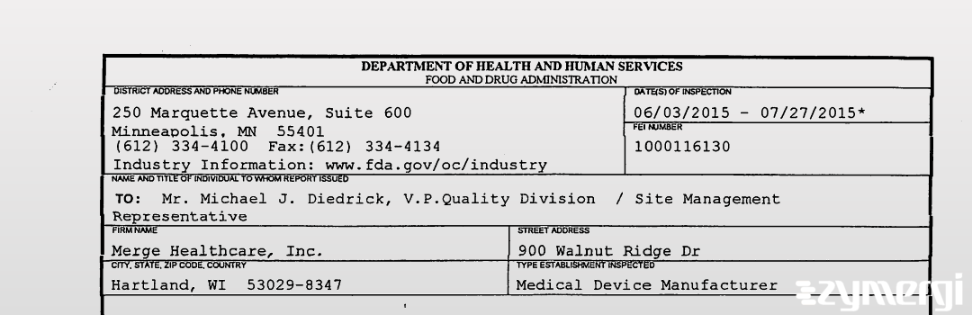 FDANews 483 Merge Healthcare, Inc. Jul 27 2015 top