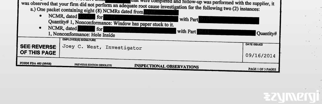 Joey C. West FDA Investigator 