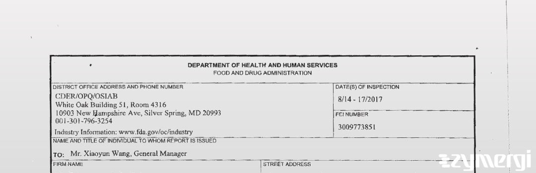 FDANews 483 MFCI (Huanggang) Co., Ltd. Aug 17 2017 top