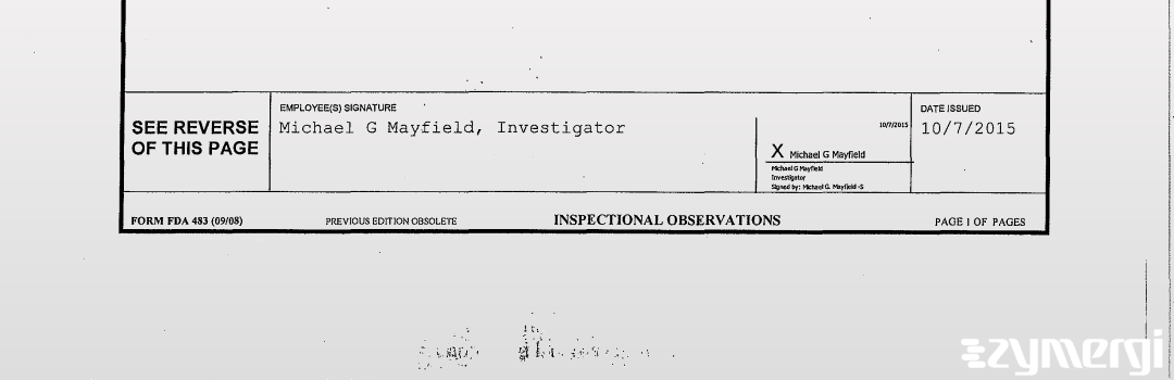 Michael G. Mayfield FDA Investigator 