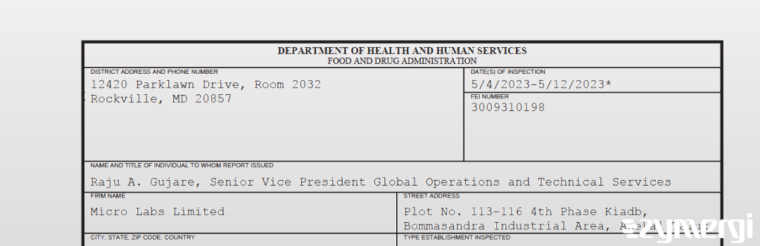 FDANews 483 Micro Labs Limited May 12 2023 top