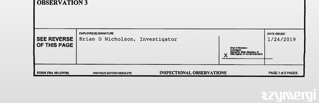 Brian D. Nicholson FDA Investigator 