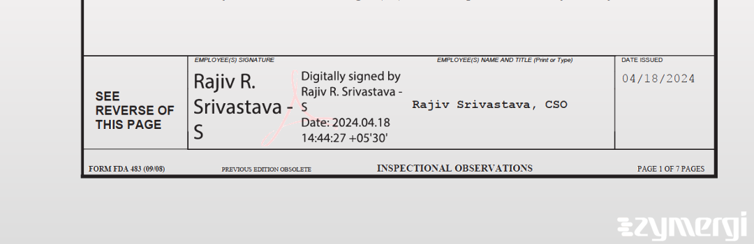 Rajiv R. Srivastava FDA Investigator 