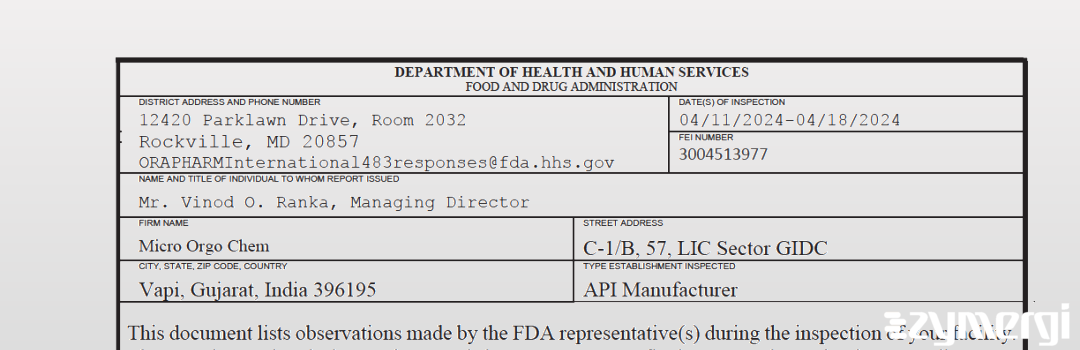 FDANews 483 Micro Orgo Chem Apr 18 2024 top
