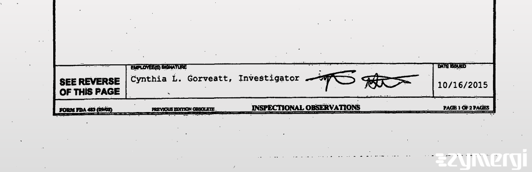 Cynthia L. Gorveatt FDA Investigator 