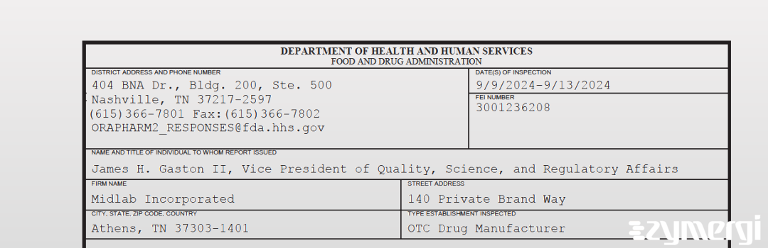 FDANews 483 Midlab Incorporated Sep 13 2024 top