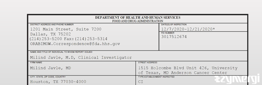 FDANews 483 Milind Javle, MD Dec 21 2020 top