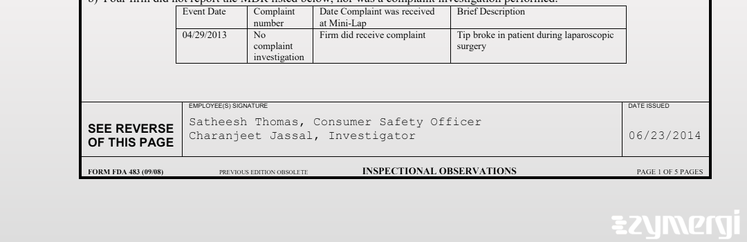 Satheesh Thomas FDA Investigator Charanjeet Jassal FDA Investigator 