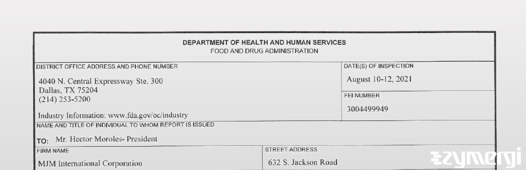 FDANews 483 MJM International Corporation Aug 12 2021 top