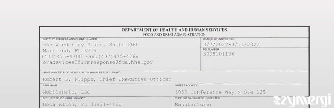 FDANews 483 MobileHelp, LLC Mar 11 2022 top