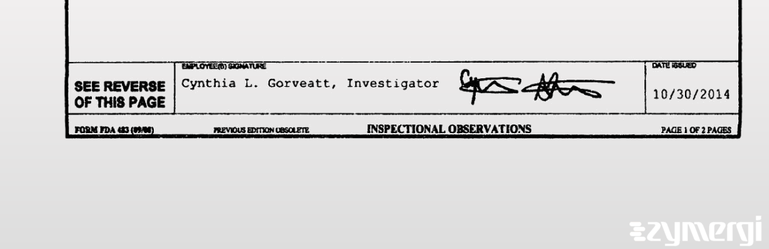 Cynthia L. Gorveatt FDA Investigator 