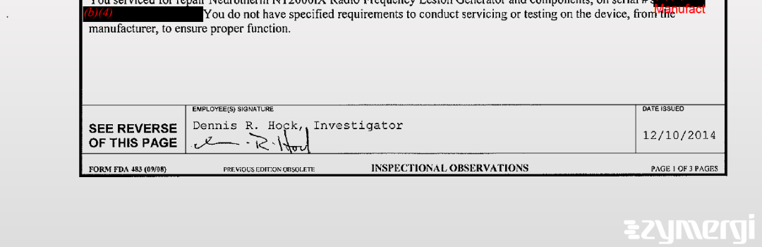 Dennis R. Hock FDA Investigator 