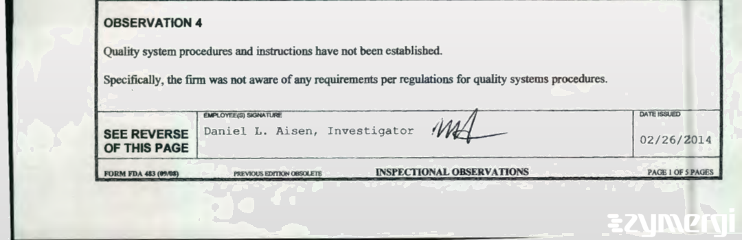 Daniel L. Aisen FDA Investigator 