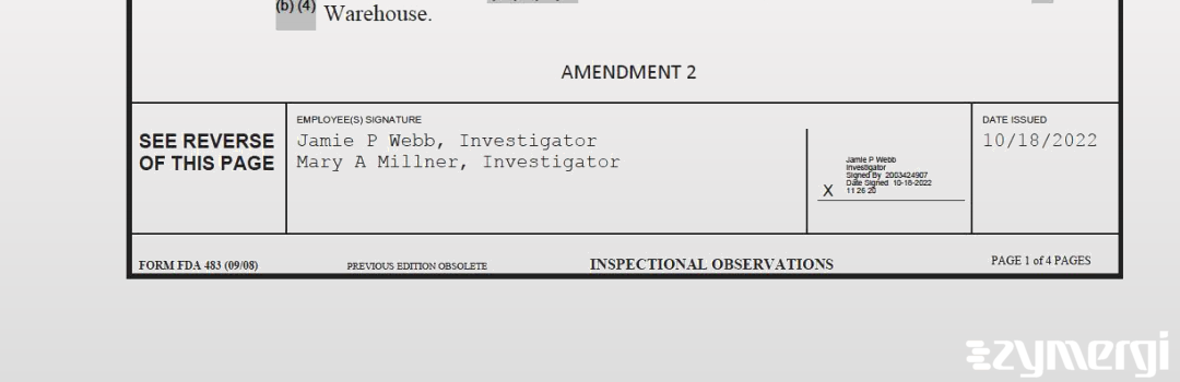 Mary A. Millner FDA Investigator Jamie P. Webb FDA Investigator 