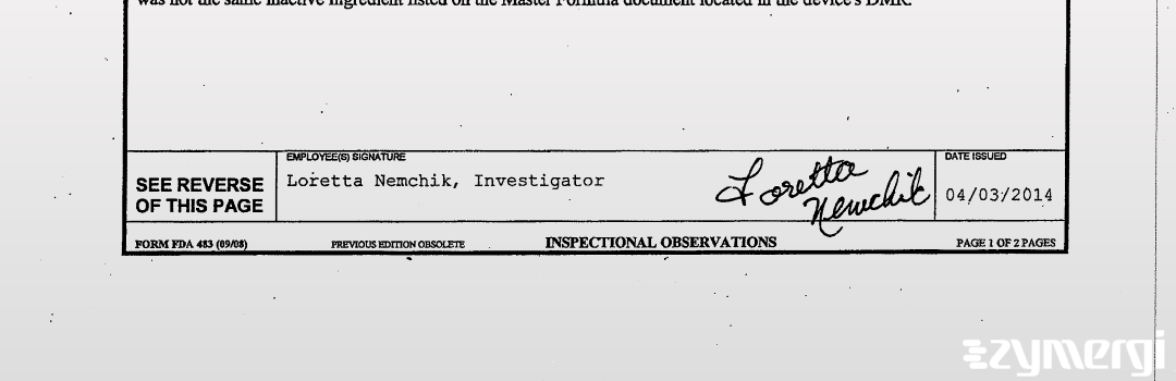 Loretta Nemchik FDA Investigator 