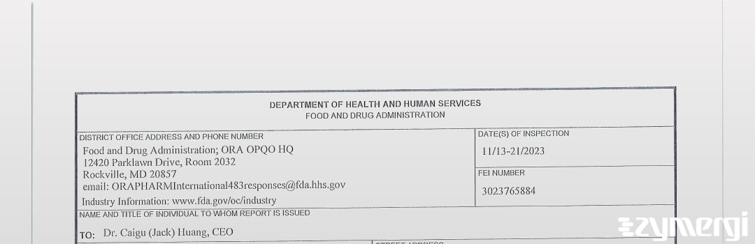FDANews 483 NanChang Anobri Pharmaceutical Co., Ltd. Nov 21 2023 top