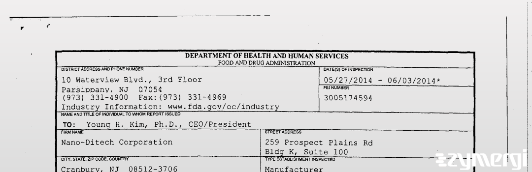 FDANews 483 Nano-Ditech Corporation Jun 3 2014 top