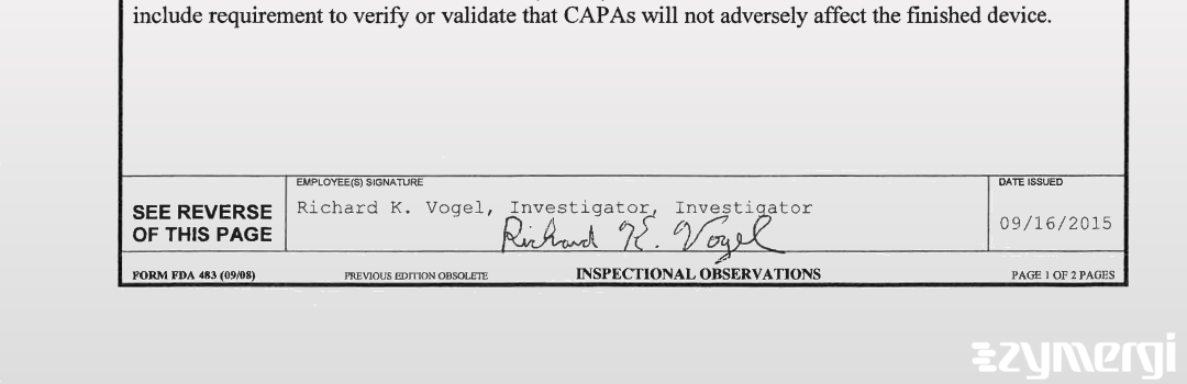 Richard K. Vogel FDA Investigator