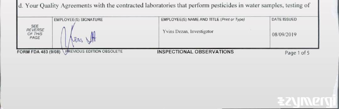 Yvins Dezan FDA Investigator 