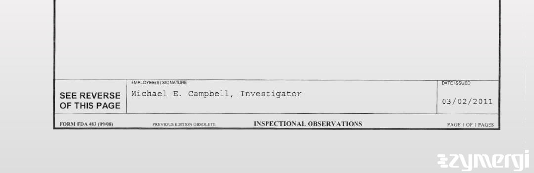 Michael E. Campbell FDA Investigator 