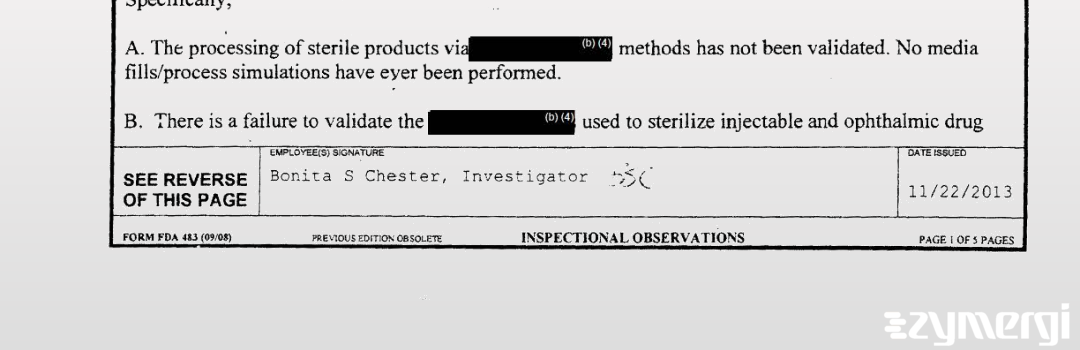 Bonita S. Chester FDA Investigator 