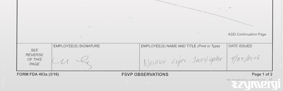 Neimar Lopez-Martinez FDA Investigator 